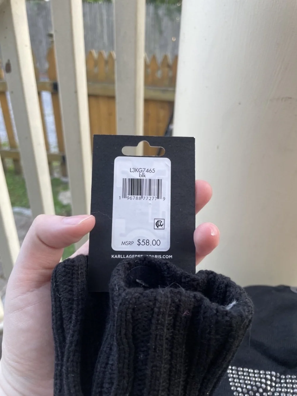 NWT Karl Lagerfeld Paris black Cat Fingerless Winter Gloves and Cat beanie hat